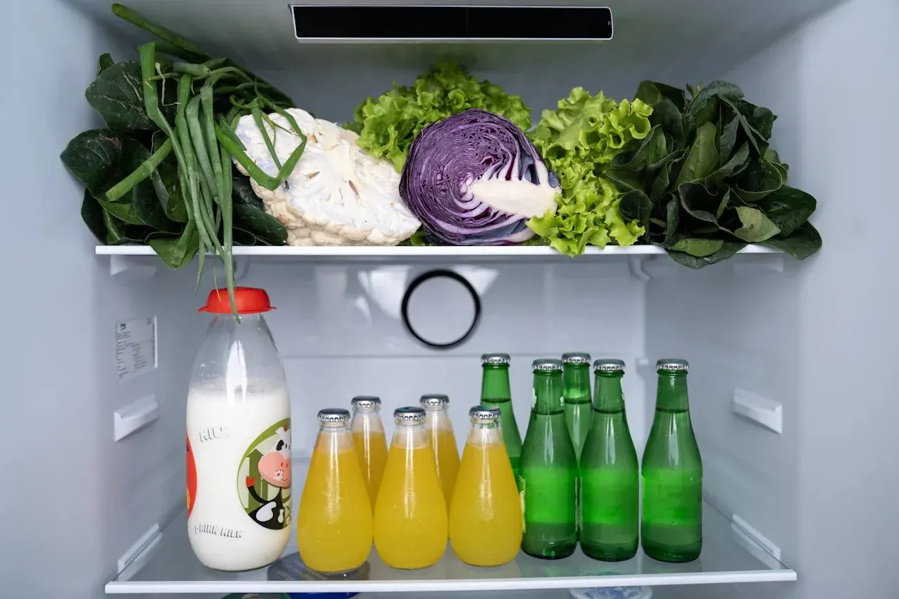 Refrigerator full of fresh produce